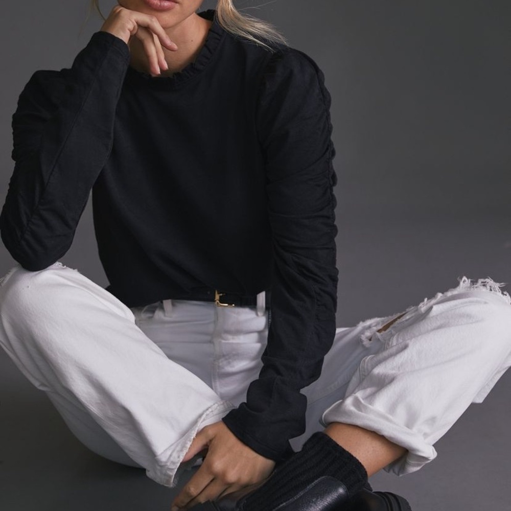 Anthropologie Maeve current season ruched sleeve top